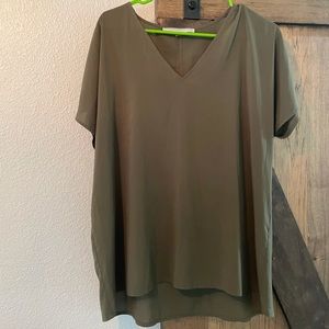 Short Sleeve Dark Green Blouse